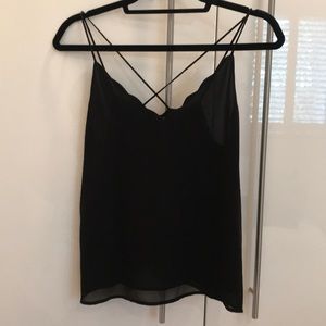 Scalloped black tank